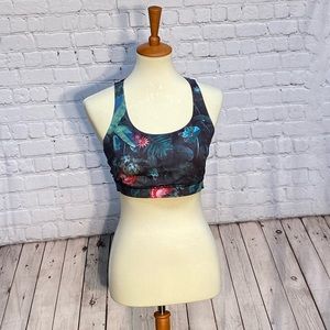 Tropical print sports bra